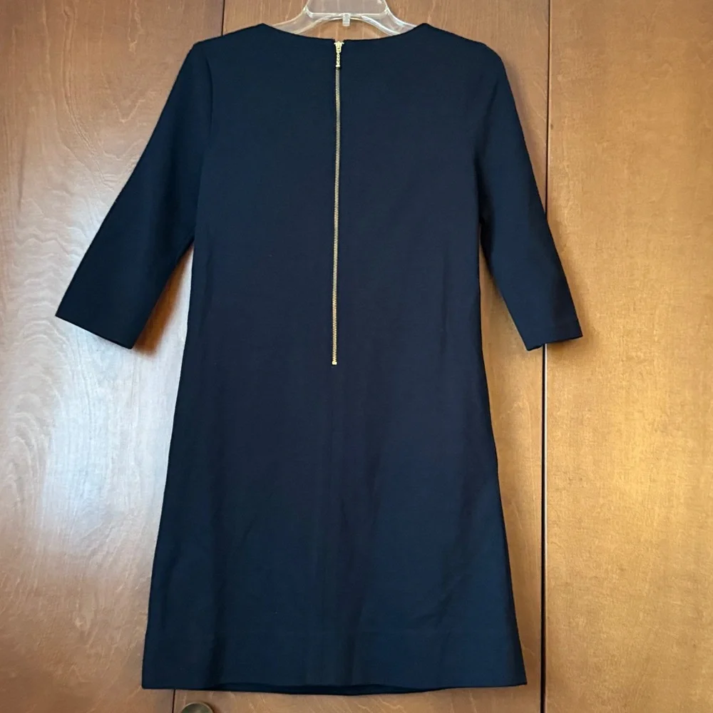 Kate Spade Livia Ponte Knit Ruffle Front Black 3/4 Sleeves Sz 2